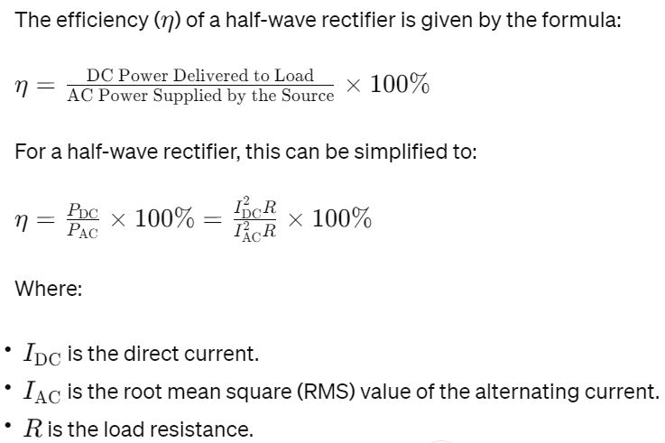 Efficiency of Half Wave Rectifier
