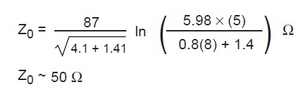 Impedance Formula Mircostip trasmission line example