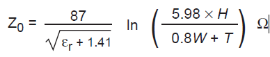 Impedance Formula Mircostip trasmission line